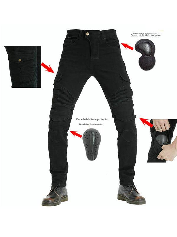 Men's Slim-Fit Denim Motorcycle Riding Pants with CE Knee and Hip Protectors