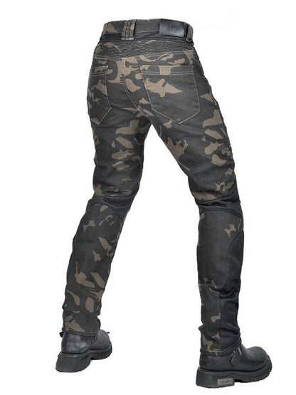 Men’s Green Camouflage Motorcycle Pants with CE Level 2 Knee & Hip Protection – Upgraded with Kevlar for Enhanced Comfort & Durability