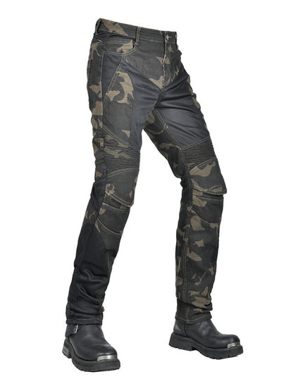 Men’s Green Camouflage Motorcycle Pants with CE Level 2 Knee & Hip Protection – Upgraded with Kevlar for Enhanced Comfort & Durability