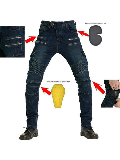 Men's Motorcycle Riding Pants Denim Anti-Fall Off-Road Summer