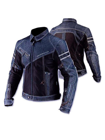 Men's Denim Mesh Motorcycle Jacket with CE Protective Armor