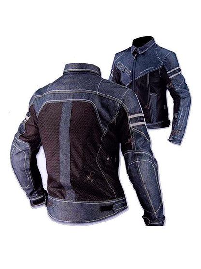 Men's Denim Mesh Motorcycle Jacket with CE Protective Armor