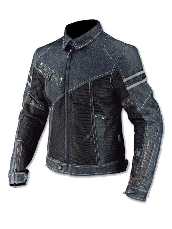 Men's Denim Mesh Motorcycle Jacket with CE Protective Armor