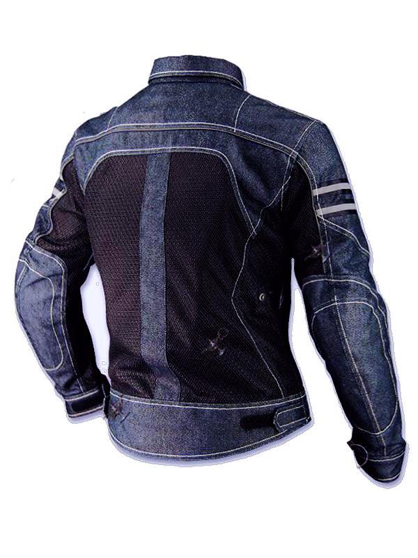 Men's Denim Mesh Motorcycle Jacket with CE Protective Armor