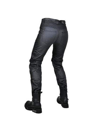 Women's Slim-Fit Motorcycle Riding Jeans with Removable Protective Pads - Black