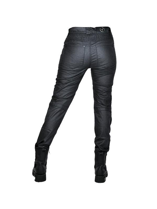 Women's Slim-Fit Motorcycle Riding Jeans with Removable Protective Pads - Black