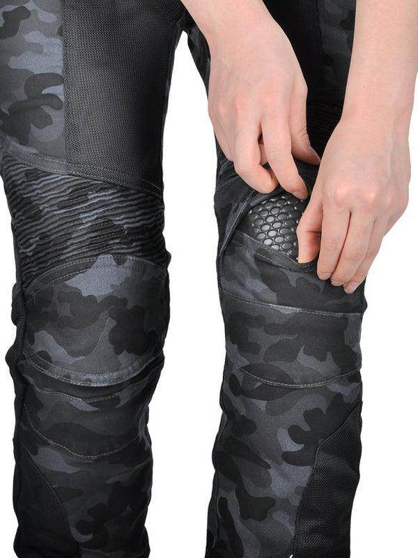 Women's Camouflage Motorcycle Riding Pants with Detachable CE Armor