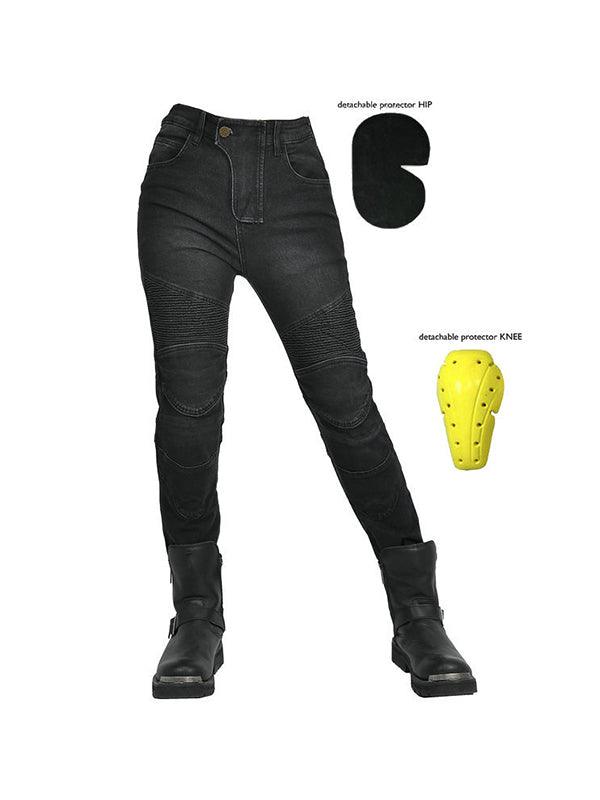 Women's Slim-Fit Denim Motorcycle Riding Pants with CE Knee Armor