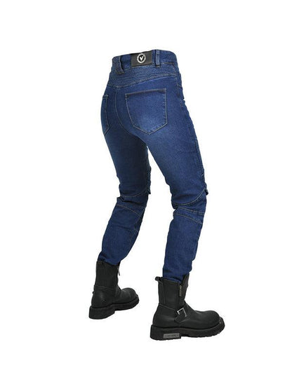 Women's Slim-Fit Denim Motorcycle Riding Pants with CE Knee Armor