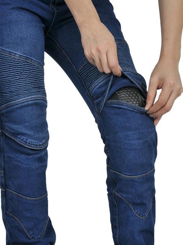 Women's Slim-Fit Denim Motorcycle Riding Pants with CE Knee Armor