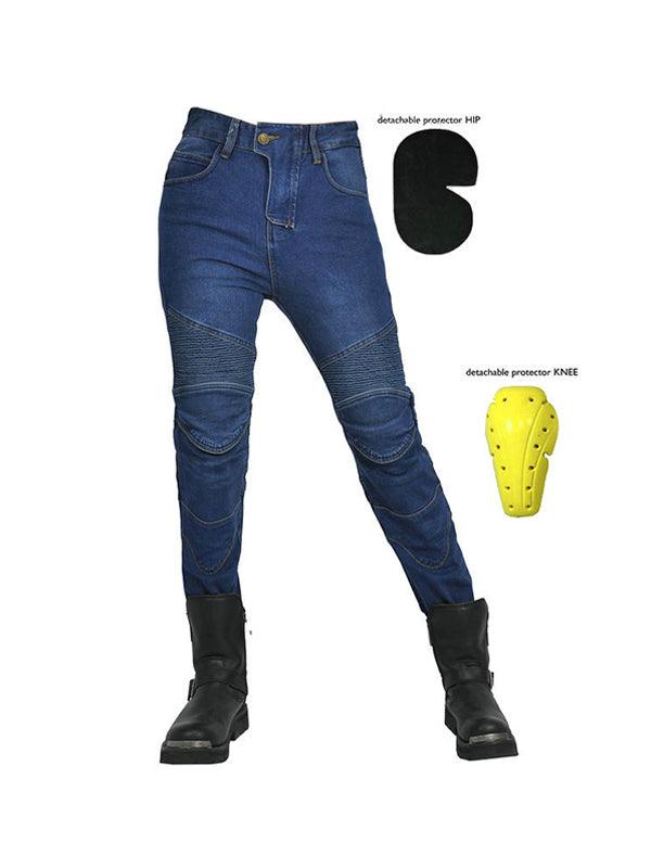 Women's Slim-Fit Denim Motorcycle Riding Pants with CE Knee Armor