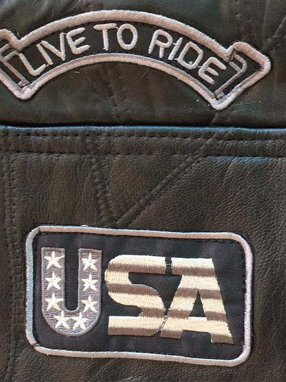 Men's Leather Motorcycle Vest with Custom Patches