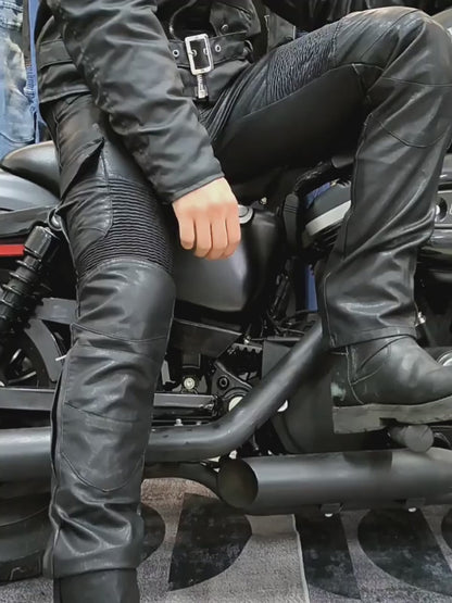 Leather Waterproof Motorcycle Riding Pants with CE Removable Armored