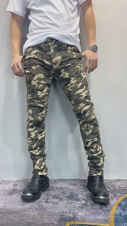 Men’s Camouflage Motorcycle Riding Pants with CE Removable Armor