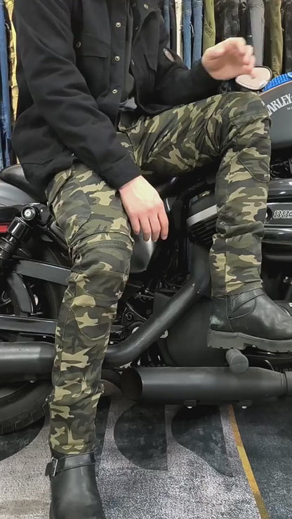 Men’s Convertible Camouflage Motorcycle Pants with CE Armor