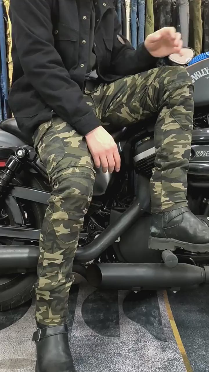 Men’s Convertible Camouflage Motorcycle Pants with CE Armor