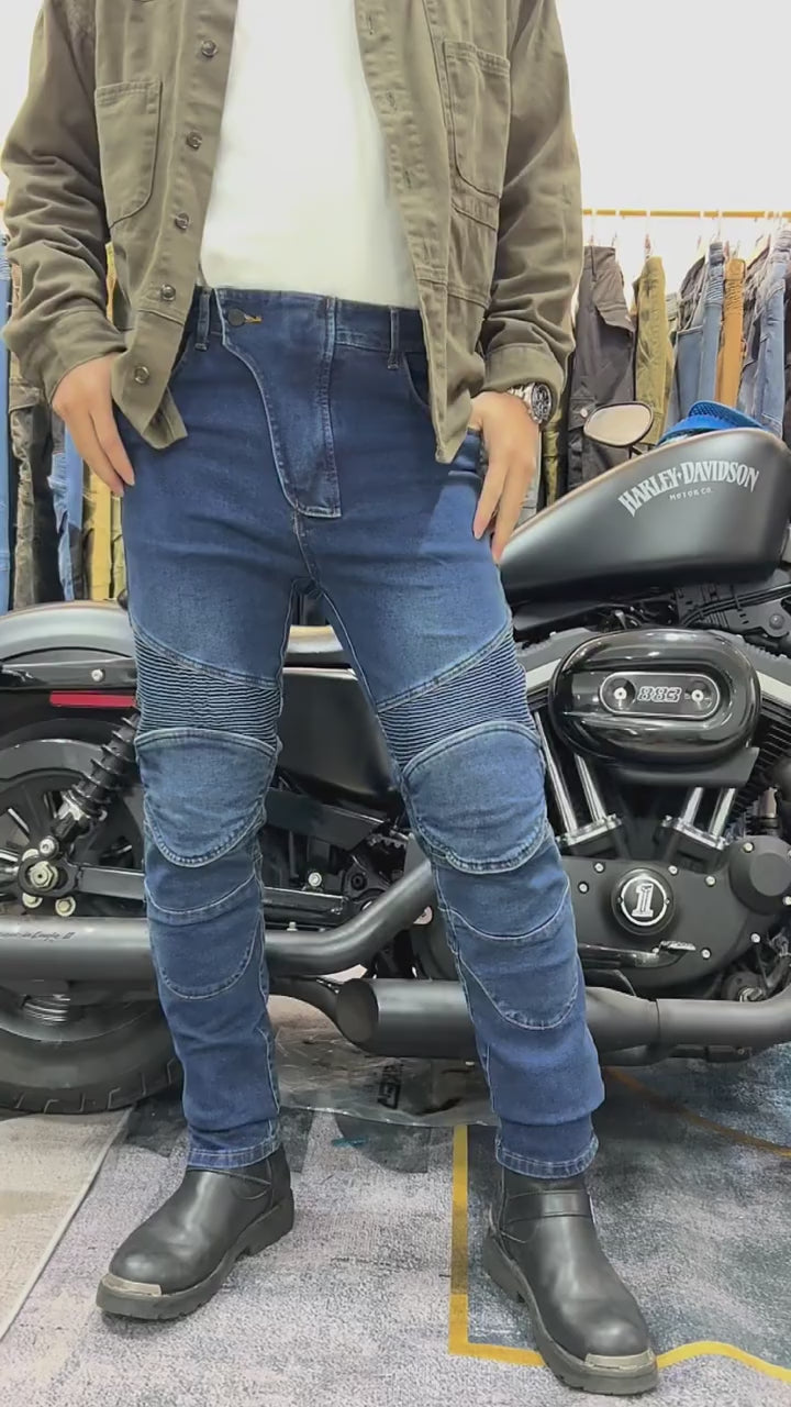 Men’s Protective Denim Motorcycle Pants with Removable CE Armor