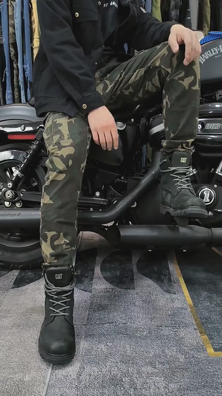 Men's Camouflage Motorcycle Pants with CE Removable Armor