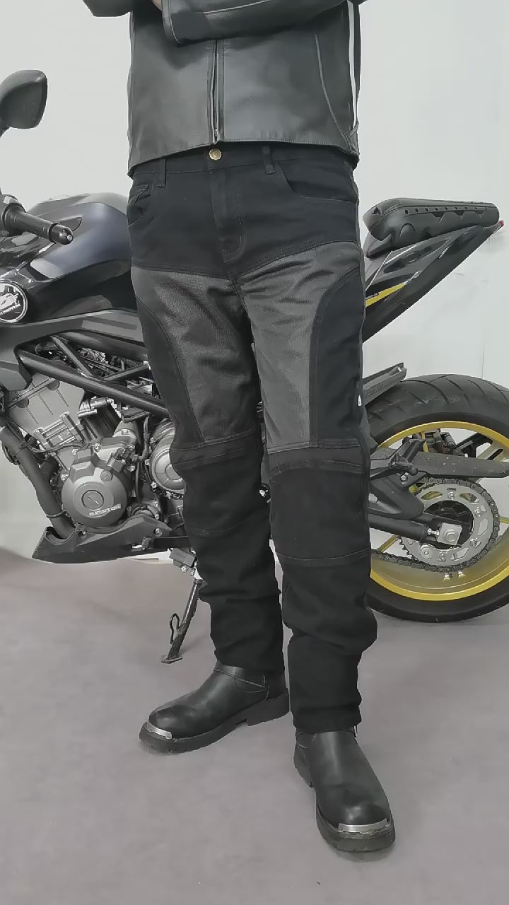 Men's Mesh Breathable Denim Anti-Fall Motorcycle Pants